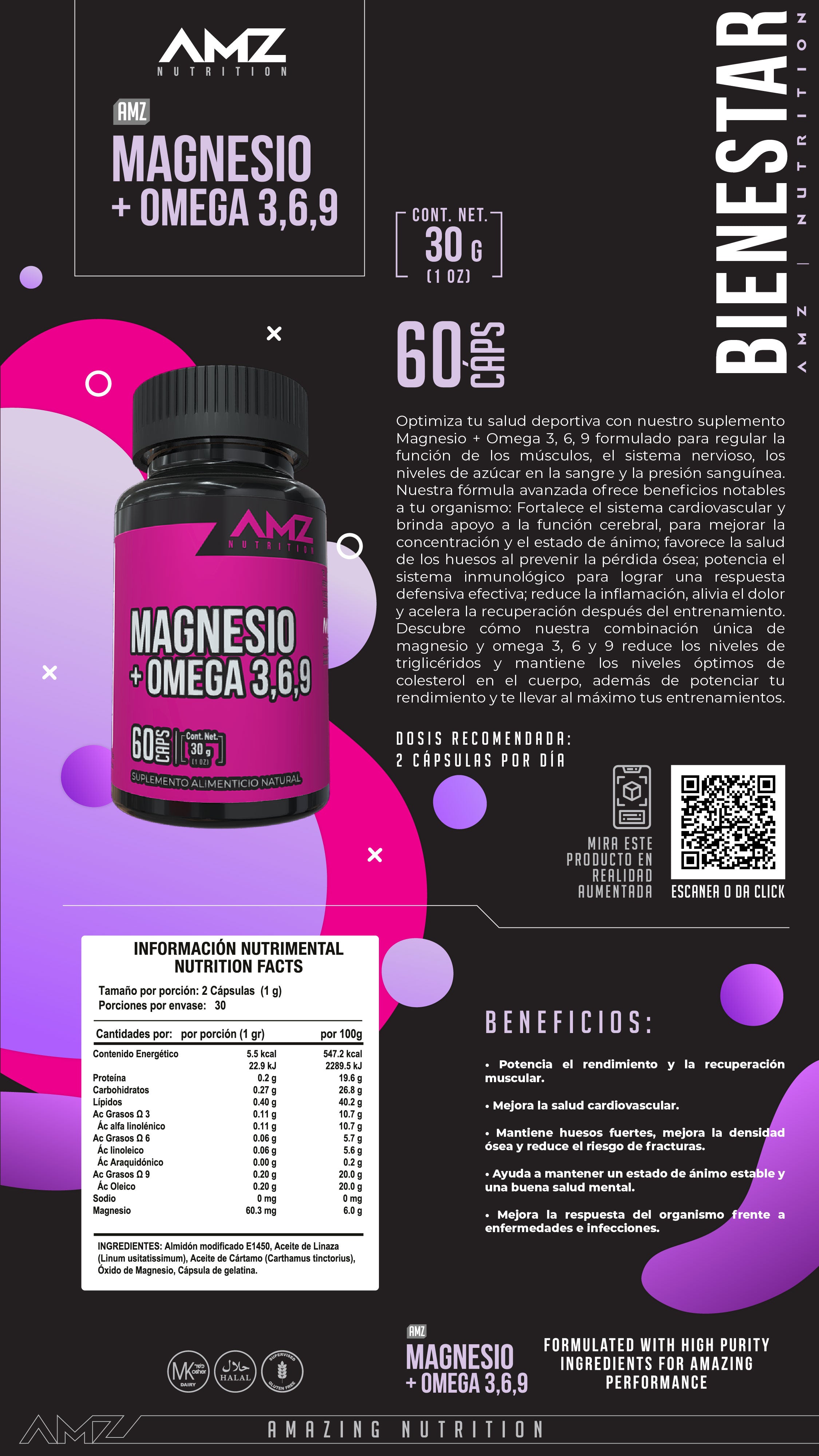 Magnesio + Omega 3,6,9  ·  60 Cápsulas