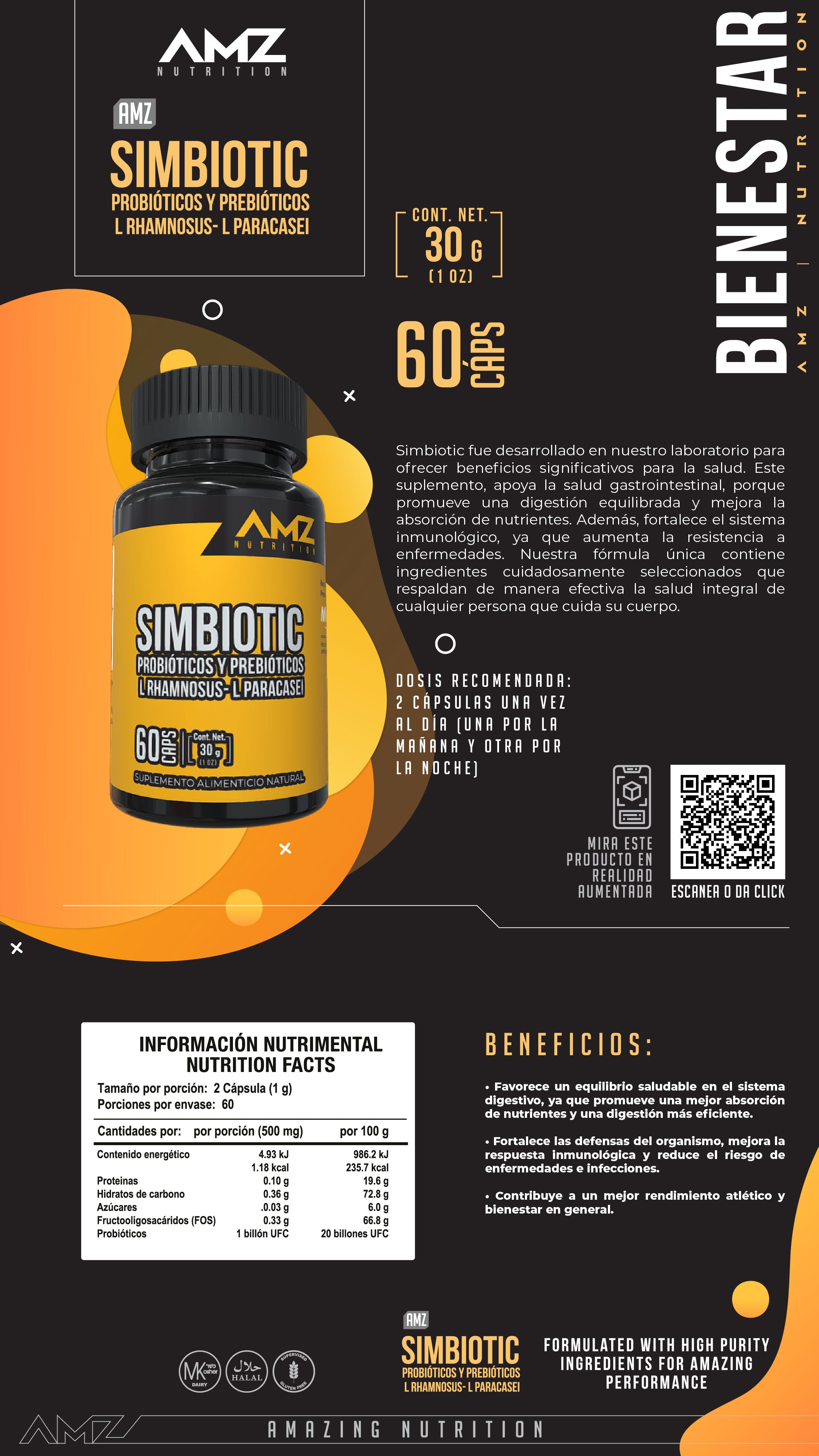Simbiotic Probióticos + Prebióticos · 60 Cápsulas